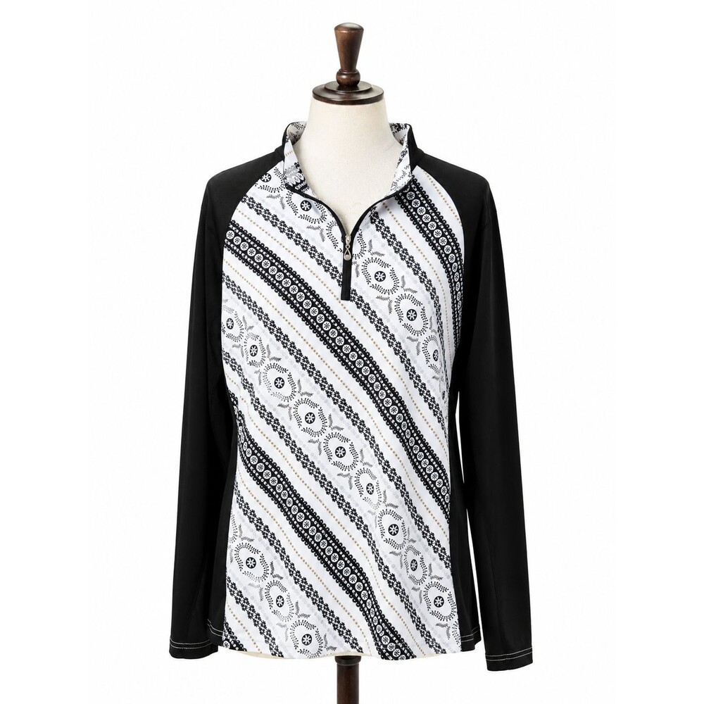 San Soleil Pullover Size XXL Long Sleeve Quarter Zip UPF Sun Protection Print
